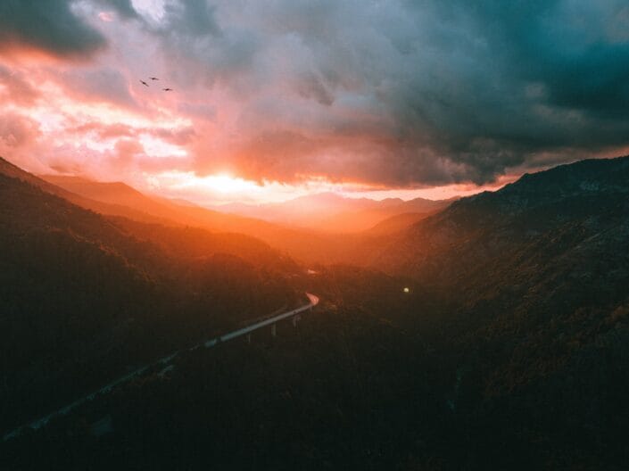 Photo Drone Corse Coucher de Solei